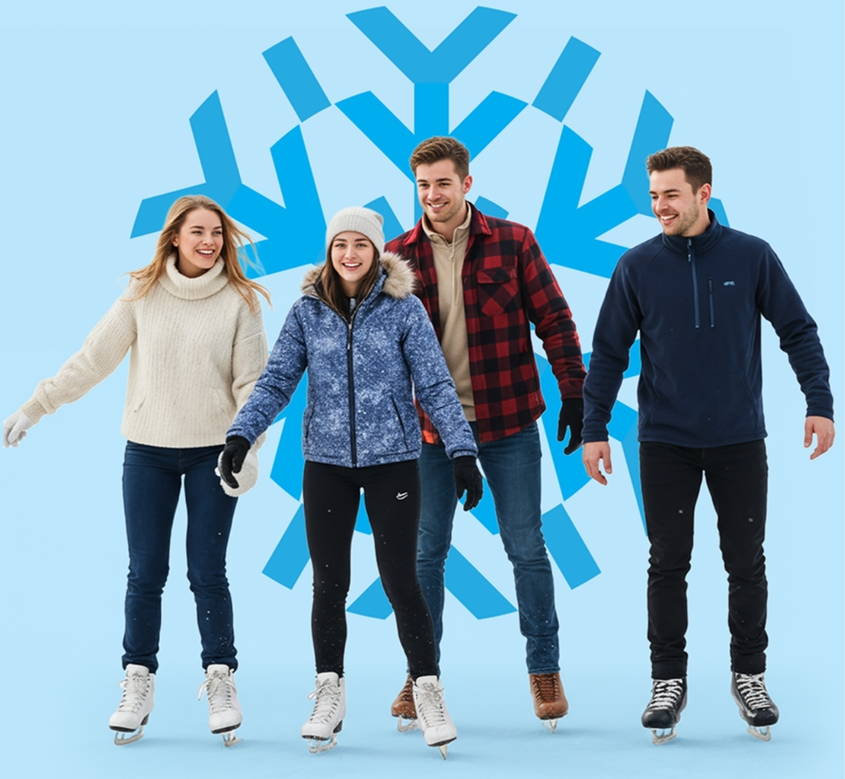 Baráti társaság a jégpályán