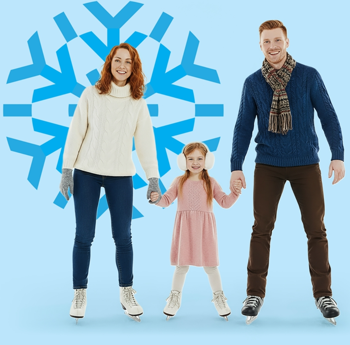 Család korcsolyázik